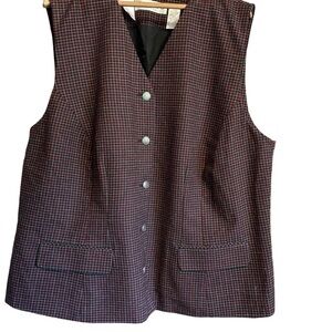 Chaus Red and Black Plaid Vest